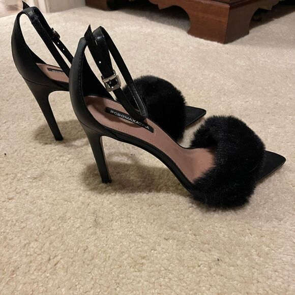 NWOT BCBGMAXAZRIA Denli Fuzzy Ankle Strap Heel - Picture 7 of 12